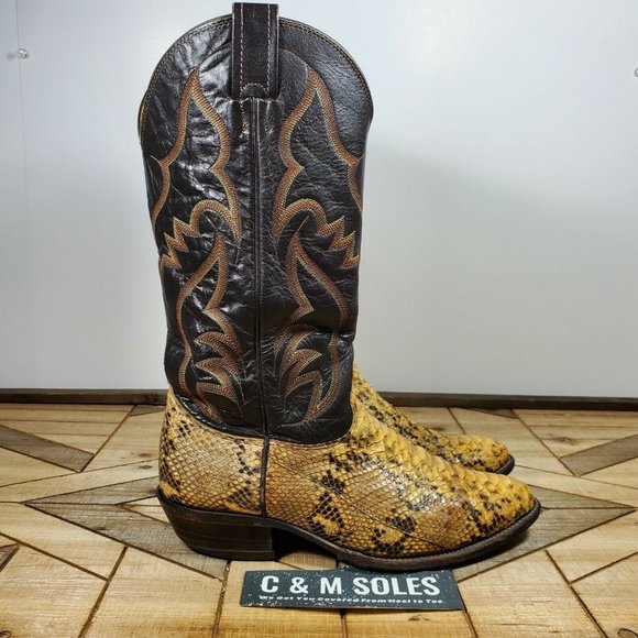 Nocona Other - WIDE Nocona Western Yellow Python Brown Leather